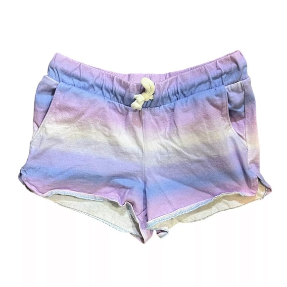 Old Navy Girls Tie Dye Shorts Medium 8 Lavender Periwinkle Pull On Pockets Knit - Picture 1 of 3